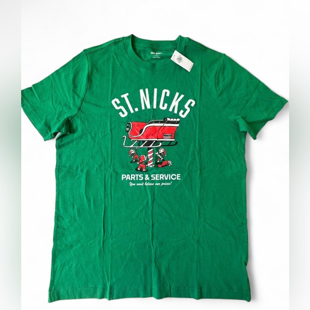 Old Navy Green St. Nicks Parts & Service Tee